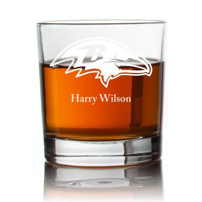 Engraved Baltimore Ravens Rocks Glass - Personalized Whiskey Glasses - Man Cave Gift Ideas - Gifts For Him - Sports Fanatic Gifts - 2pcs