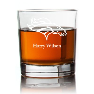 Engraved Denver Broncos Rocks Glass - Personalized Whiskey Glasses - Man Cave Gift Ideas - Gifts For Him - Sports Fanatic Gifts - 2pcs
