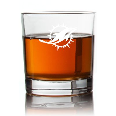 Engraved Miami Dolphins Rocks Glass - Personalized Whiskey Glasses - Man Cave Gift Ideas - Gifts For Him - Sports Fanatic Gifts - 2pcs