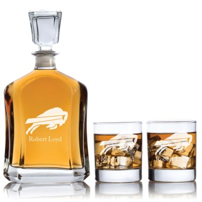 Buffalo Bills - Football Fanatic Gift Ideas - Custom Personalized Whiskey Decanter Set - Man Cave Gifts - Gifts For Him 