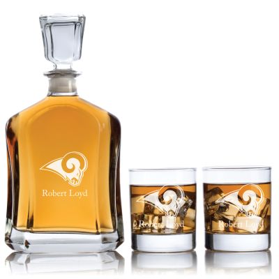 Los Angeles Rams - Football Fanatic Gift Ideas - Custom Personalized Whiskey Decanter Set - Man Cave Gifts - Gifts For Him 