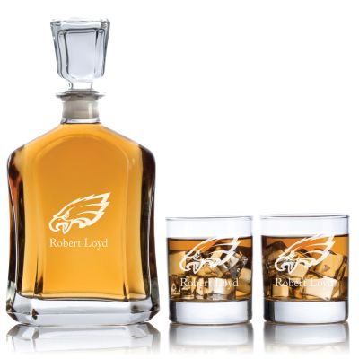 Philadelphia Eagles - Football Fanatic Gift Ideas - Custom Personalized Whiskey Decanter Set - Man Cave Gifts - Gifts For Him 