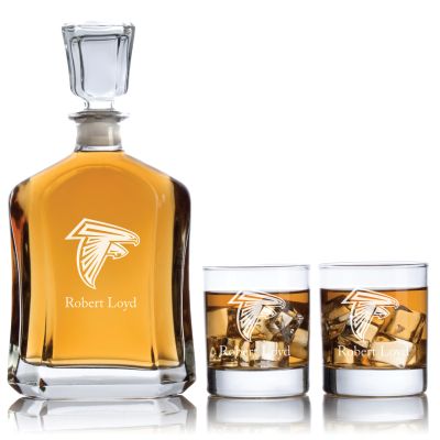 Atlanta Falcons - Football Fanatic Gift Ideas - Custom Personalized Whiskey Decanter Set - Man Cave Gifts - Gifts For Him 