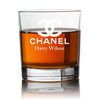 Engraved Chanel Rocks Glass - Personalized Whiskey Glasses - Man Cave Gift Ideas - Gifts For Him - 2pcs