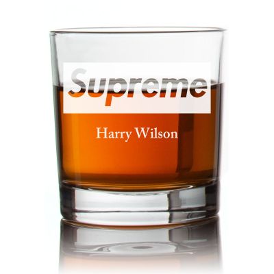 Engraved Supreme Rocks Glass - Personalized Whiskey Glasses - Man Cave Gift Ideas - Gifts For Him - 2pcs