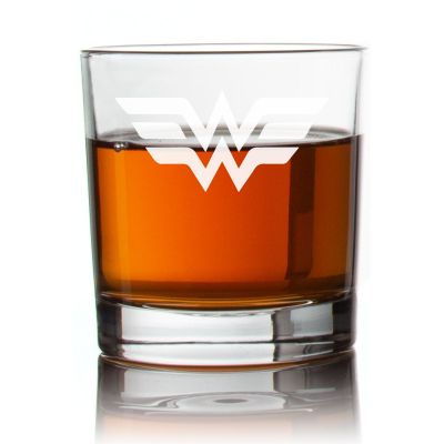 Engraved Wonder Woman Rocks Glass - Personalized Whiskey Glasses - Man Cave Gift Ideas - Gifts For Him - 2pcs