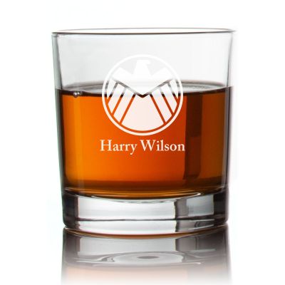 Engraved Agents of Shield Rocks Glass - Personalized Whiskey Glasses - Man Cave Gift Ideas - Gifts For Him - 2pcs