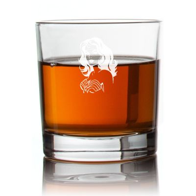 Engraved Wonder Woman Silhouette Rocks Glass - Personalized Whiskey Glasses - Man Cave Gift Ideas - Gifts For Him - 2pcs