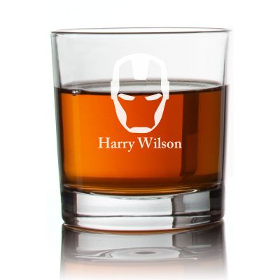 Engraved Iron Man Rocks Glass - Personalized Whiskey Glasses - Man Cave Gift Ideas - Gifts For Him - 2pcs