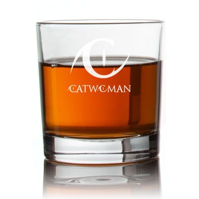 Engraved Cat Woman Rocks Glass - Personalized Whiskey Glasses - Man Cave Gift Ideas - Gifts For Him - 2pcs