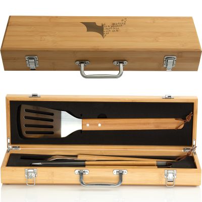 Batman Joker Symbol Custom Bamboo BBQ Set - Gifts For Him - Personalized Bamboo BBQ Tool Set