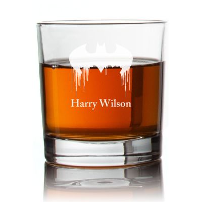 Engraved Batman Blood Dripping Rocks Glass - Personalized Whiskey Glasses - Man Cave Gift Ideas - Gifts For Him - 2pcs