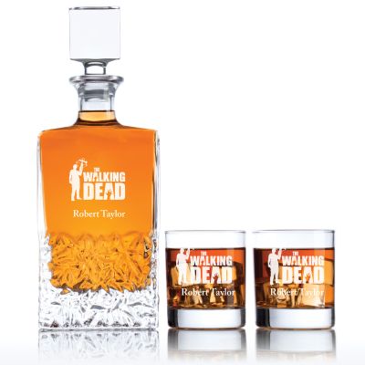 Daryl Dixon Walking Dead - Custom Decanter Set - Personalized Excalibur Decanter Set with Whiskey Glasses