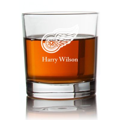 Engraved Detroit Red Wings Rocks Glass - Personalized Whiskey Glasses - Man Cave Gift Ideas - Gifts For Him - Sports Fanatic Gifts - 2pcs