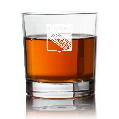 Engraved Hockey New York Rangers Rocks Glass - Personalized Whiskey Glasses - Man Cave Gift Ideas - Gifts For Him - Sports Fanatic Gifts - 2pcs