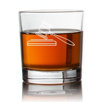 Engraved Law Gavel Rocks Glass - Personalized Whiskey Glasses - Man Cave Gift Ideas - Gifts For Him - 2pcs