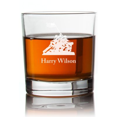 Engraved Iwo Jima Rocks Glass - Personalized Whiskey Glasses - Man Cave Gift Ideas - Gifts For Him - 2pcs