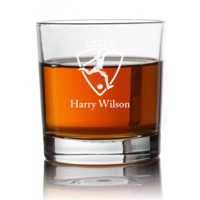 Engraved Soccer Logo Rocks Glass - Personalized Whiskey Glasses - Man Cave Gift Ideas - Gifts For Him - 2pcs