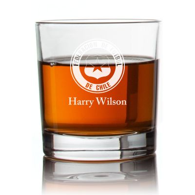 Engraved Chile Football Federation Rocks Glass - Personalized Whiskey Glasses - Man Cave Gift Ideas - Gifts For Him - 2pcs