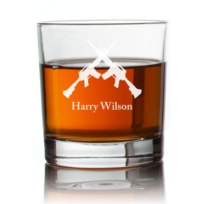 Engraved Rifles Rocks Glass - Personalized Whiskey Glasses - Man Cave Gift Ideas - Gifts For Him - 2pcs