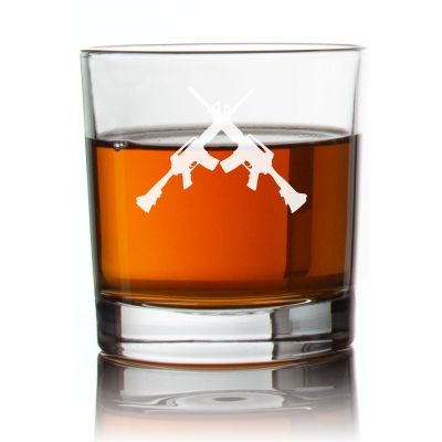 Engraved Rifles Rocks Glass - Personalized Whiskey Glasses - Man Cave Gift Ideas - Gifts For Him - 2pcs