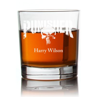 Engraved Punisher Rocks Glass - Personalized Whiskey Glasses - Man Cave Gift Ideas - Gifts For Him - 2pcs
