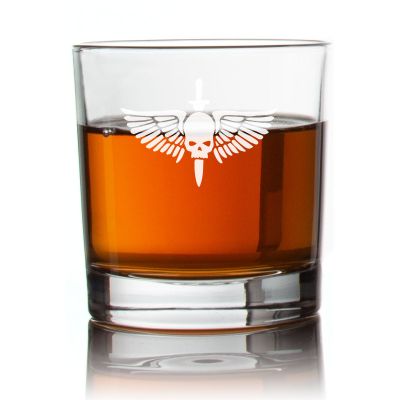 Engraved Wing Skull Dagger Rocks Glass - Personalized Whiskey Glasses - Man Cave Gift Ideas - Gifts For Him - 2pcs