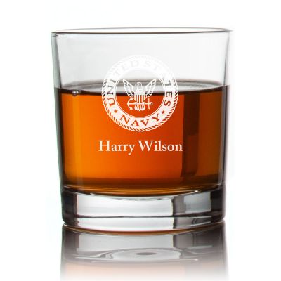 Engraved NAVY Rocks Glass - Personalized Whiskey Glasses - Man Cave Gift Ideas - Gifts For Him - 2pcs