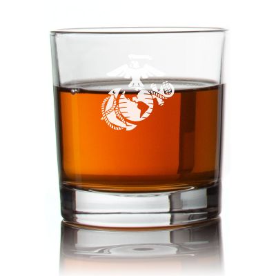 Engraved MARINES Rocks Glass - Personalized Whiskey Glasses - Man Cave Gift Ideas - Gifts For Him - 2pcs