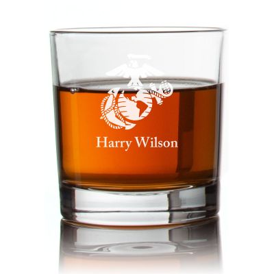 Engraved MARINES Rocks Glass - Personalized Whiskey Glasses - Man Cave Gift Ideas - Gifts For Him - 2pcs