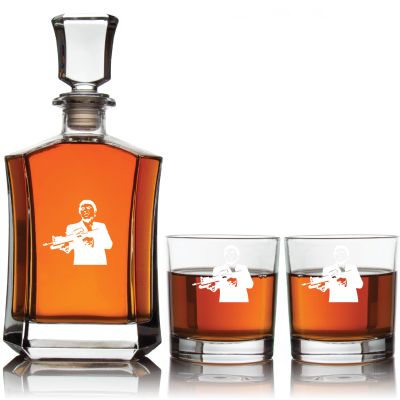 Engraved Scar Face - Personalized Crown Decanter Set with Whiskey Glasses
