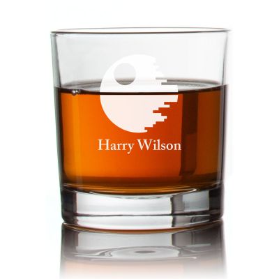 Engraved Death Star Rocks Glass - Personalized Whiskey Glasses - Man Cave Gift Ideas - Gifts For Him - 2pcs