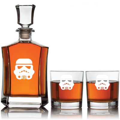 Engraved Storm Trooper - Personalized Crown Decanter Set with Whiskey Glasses