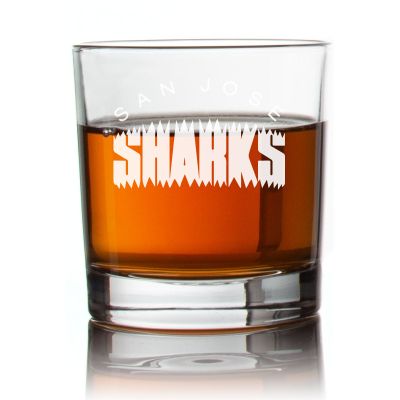 Engraved San Jose Sharks Rocks Glass - Personalized Whiskey Glasses - Man Cave Gift Ideas - Gifts For Him - Hockey Fanatics - 2pcs