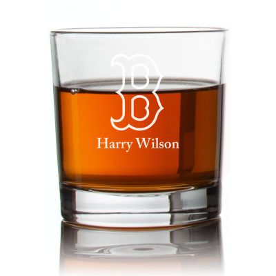 Engraved Boston Rocks Glass - Personalized Whiskey Glasses - Man Cave Gift Ideas - Gifts For Him - Baseball Fanatics - 2pcs