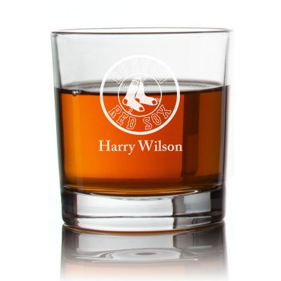 Engraved Boston Red Soxs Rocks Glass - Personalized Whiskey Glasses - Man Cave Gift Ideas - Gifts For Him - Baseball Fanatics - 2pcs