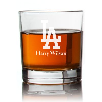 Engraved Los Angeles Rocks Glass - Personalized Whiskey Glasses - Man Cave Gift Ideas - Gifts For Him - Baseball Fanatics - 2pcs