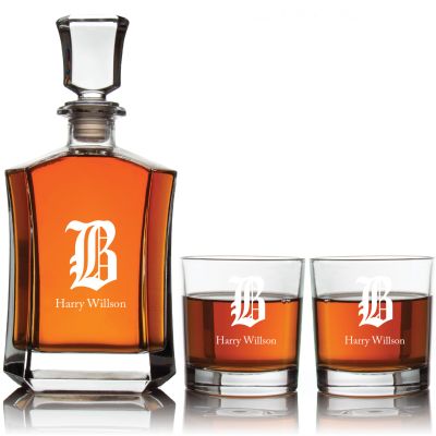 Engraved Vintage Brooklyn Dodgers - Personalized Crown Decanter Set with Whiskey Glasses