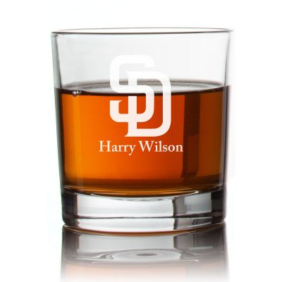 Engraved San Diego Padres Rocks Glass - Personalized Whiskey Glasses - Man Cave Gift Ideas - Gifts For Him - Baseball Fanatics - 2pcs