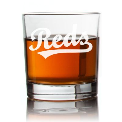 Engraved Reds Rocks Glass - Personalized Whiskey Glasses - Man Cave Gift Ideas - Gifts For Him - Baseball Fanatics - 2pcs