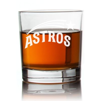 Engraved Astros Rocks Glass - Personalized Whiskey Glasses - Man Cave Gift Ideas - Gifts For Him - Baseball Fanatics - 2pcs