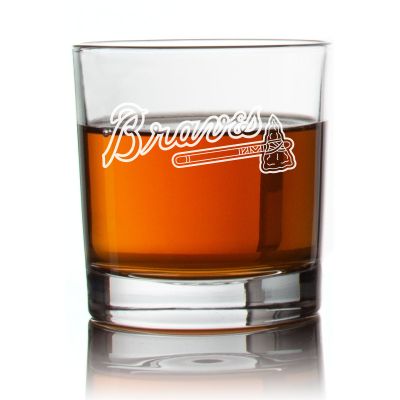 Engraved Braves Rocks Glass - Personalized Whiskey Glasses - Man Cave Gift Ideas - Gifts For Him - Baseball Fanatics - 2pcs