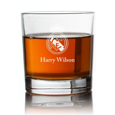 Engraved Real Madrid Rocks Glass - Personalized Whiskey Glasses - Man Cave Gift Ideas - Gifts For Him - Soccer Fanatics - 2pcs