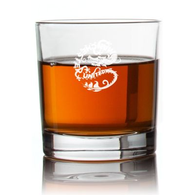 Engraved Manchester United Dragon Rocks Glass - Personalized Whiskey Glasses - Man Cave Gift Ideas - Gifts For Him - Soccer Fanatics - 2pcs