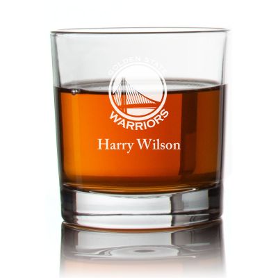 Engraved Golden State Warriors Basketball Rocks Glass - Personalized Whiskey Glasses - Man Cave Gift Ideas - Gifts For Him - Basketball Fanatics - 2pcs