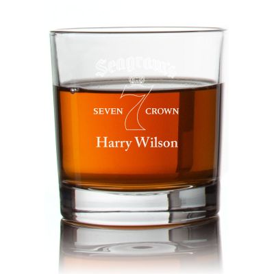 Engraved Seagrams 7 Rocks Glass - Personalized Whiskey Glasses - Man Cave Gift Ideas - Gifts For Him - 2pcs