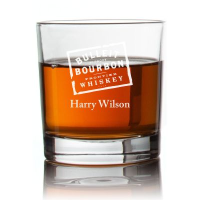 Engraved Bulleit Bourbon Rocks Glass - Personalized Whiskey Glasses - Man Cave Gift Ideas - Gifts For Him - 2pcs