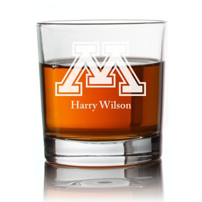 Engraved Minnesota Golden Gophers Rocks Glass - Personalized Whiskey Glasses - Man Cave Gift Ideas - Gifts For Him - 2pcs