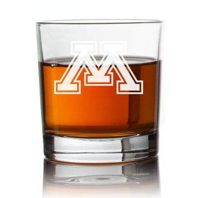 Engraved Minnesota Golden Gophers Rocks Glass - Personalized Whiskey Glasses - Man Cave Gift Ideas - Gifts For Him - 2pcs