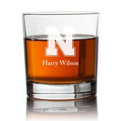Engraved Nebraska Cornhuskers Rocks Glass - Personalized Whiskey Glasses - Man Cave Gift Ideas - Gifts For Him - 2pcs